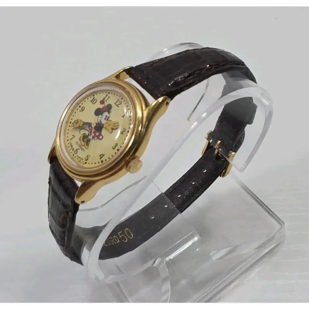 Vintage Disney Lorus Minnie Mouse Women's Watch Leather Band New Battery W268